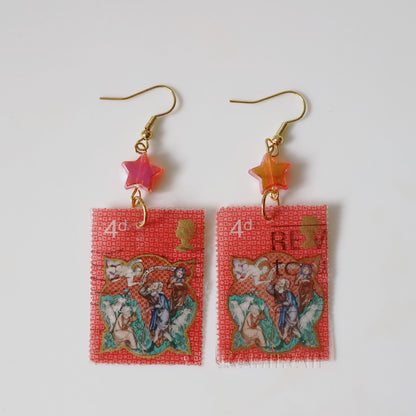 Boucles d’oreilles en timbres vintage