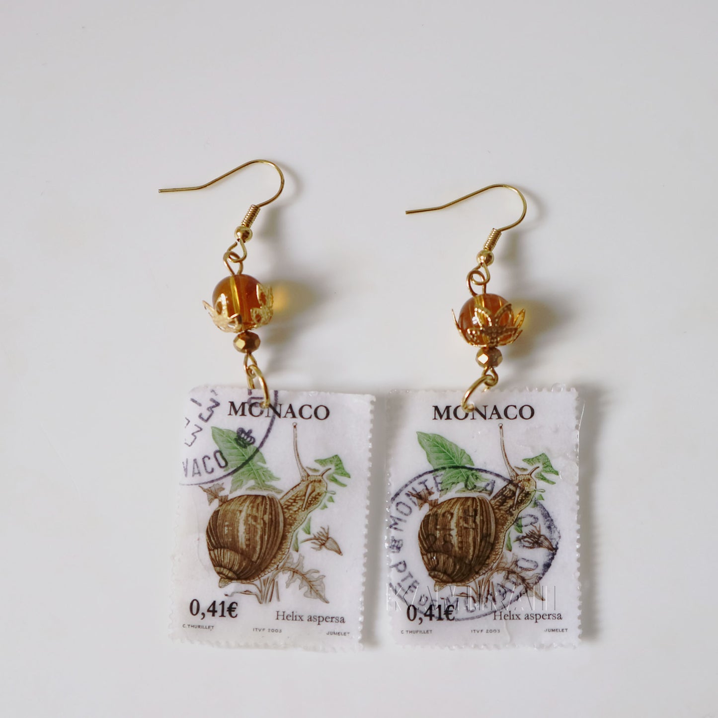 Boucles d’oreilles en timbres vintage