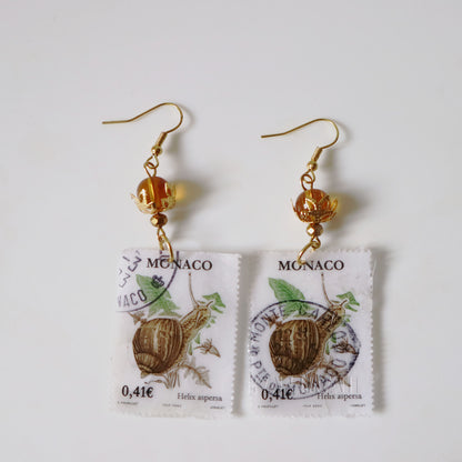 Boucles d’oreilles en timbres vintage